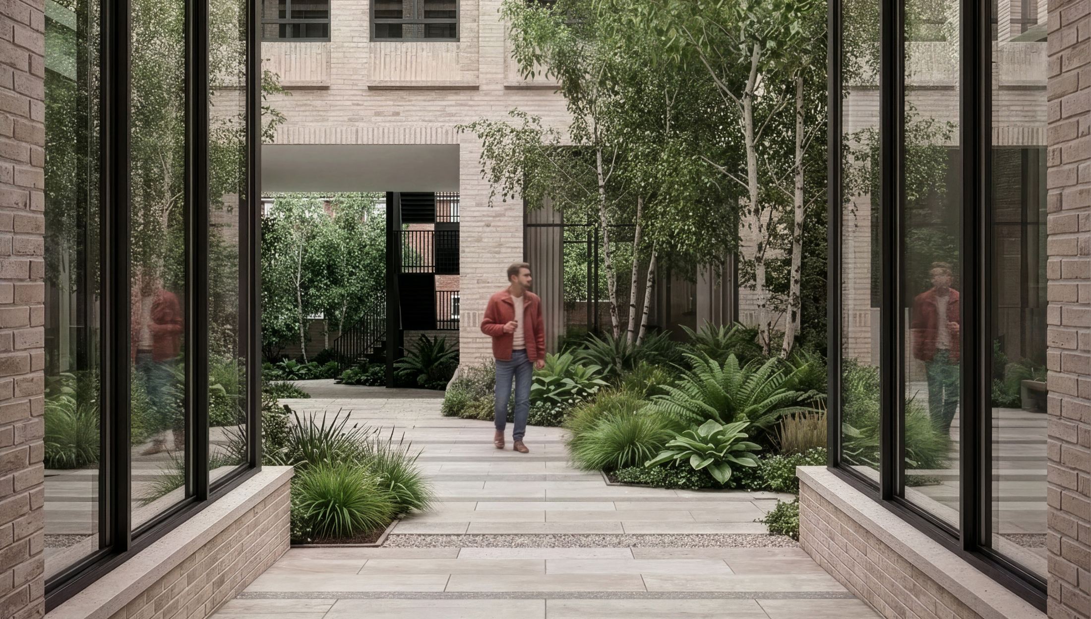 View through the proposed courtyard at Sheppy Yard